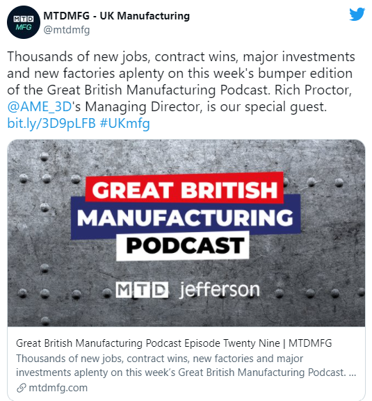 Episode 29 Great British Manufacturing Podcast Tweet 