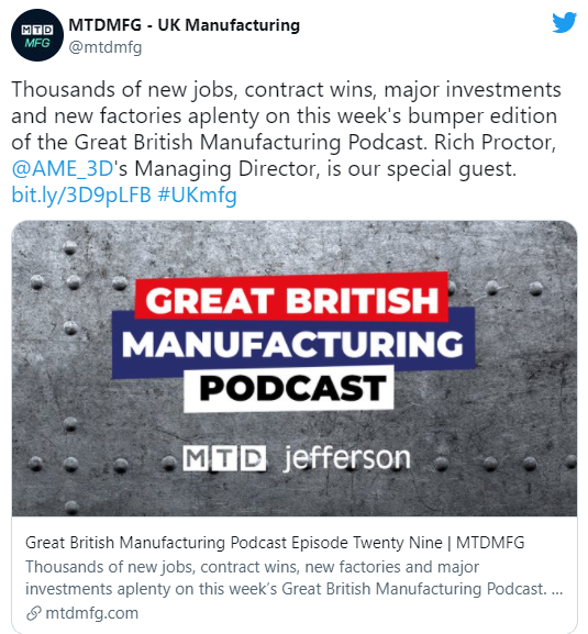 Episode 29 Great British Manufacturing Podcast Tweet
