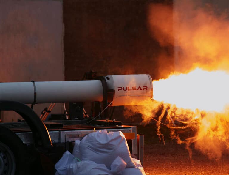 pulsar fusion propulsion rocket test flames